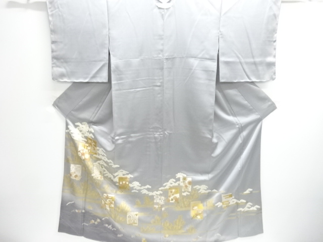 JAPANESE KIMONO / UNUSED IRO-TOMESODE / KINSAI / SHOCHIKUBI / ONE CREST 